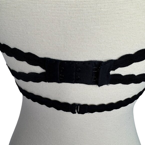 Victorias Secret Blk/Wht Very Sexy Lace Multi Strap Underwire Bra 34B Whimsigoth - Picture 5 of 8